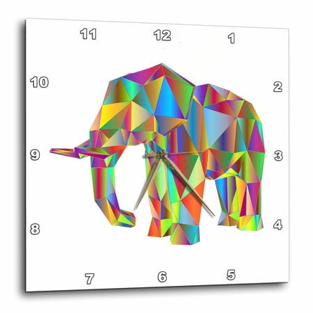 3drose, Image of Elephant in Colorful Prism, 10x10 Wall Clock