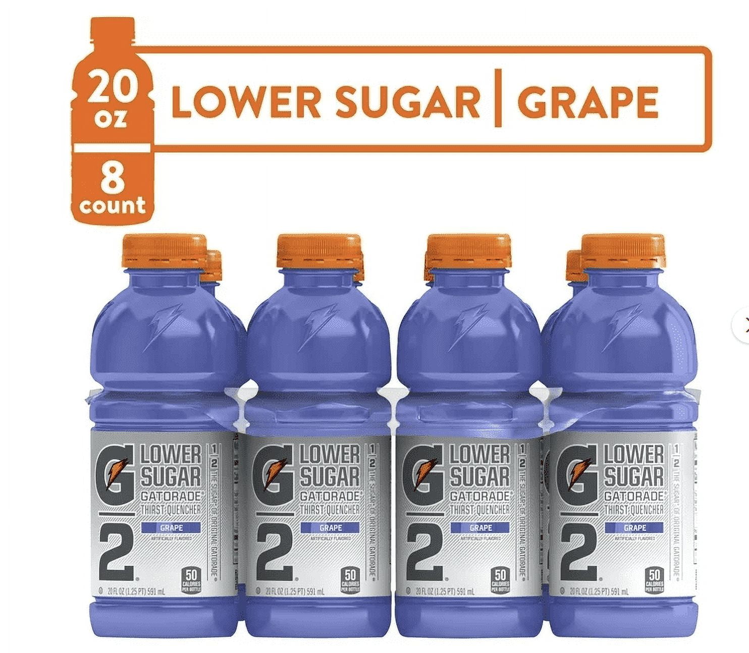 Gatorade lower suggar  Variety Pack, Grape + Fruit Punch, Lower Sugar Hydration, 20 Fl Oz (Pack of 8)
