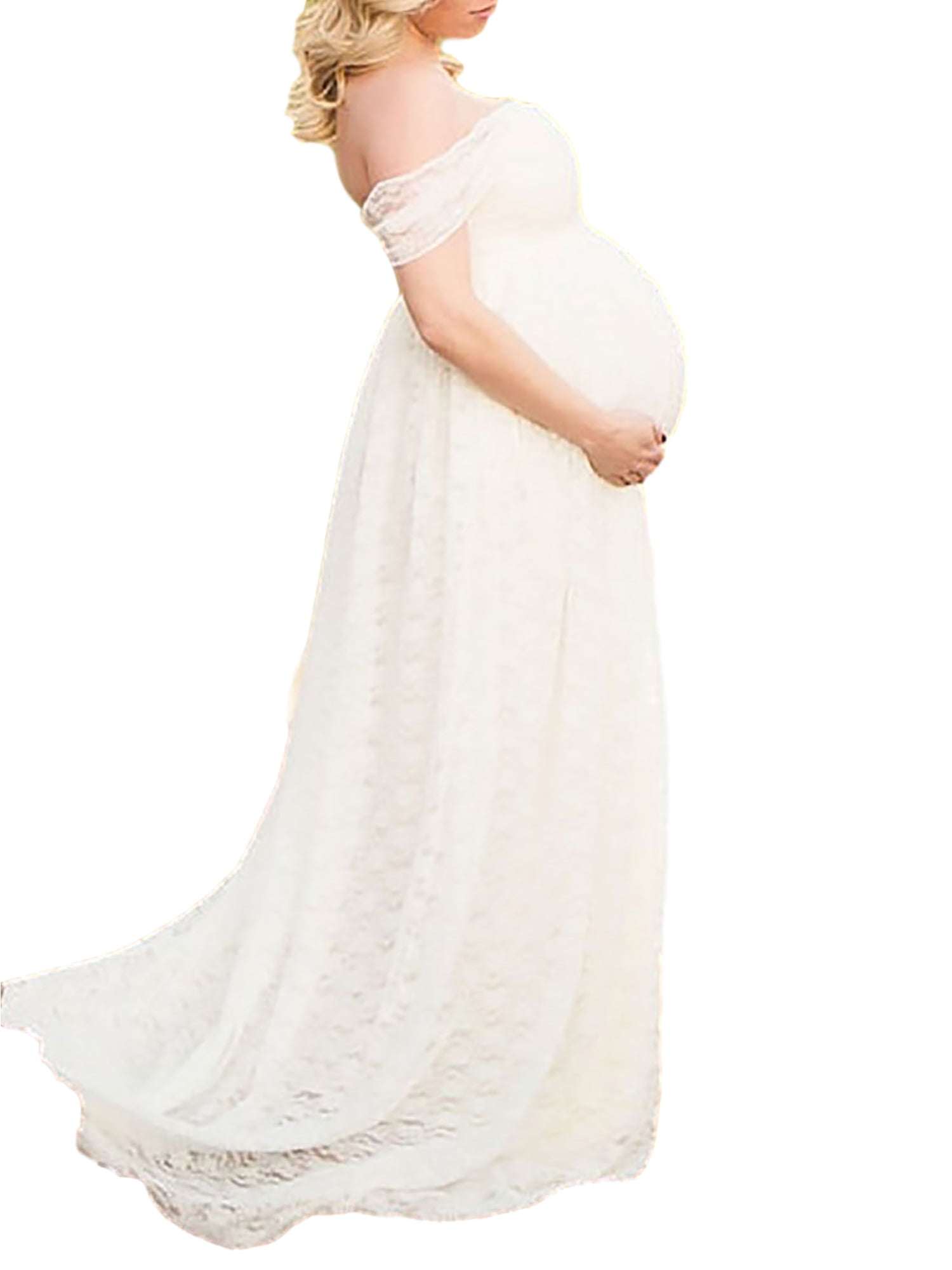 Selfieee - Selfieee Women's Maternity Dress Fitted Off Shoulder Baby ...