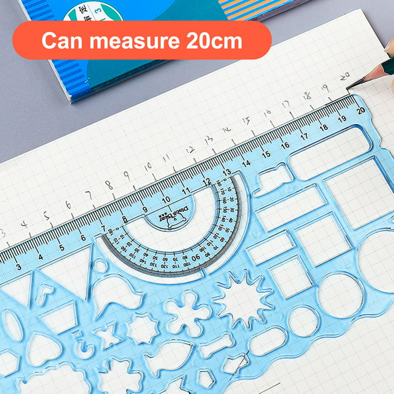 Multifunctional Geometric Ruler Geometric Drawing Template Measuring Tool  For School Student Office Architecture Measuring Rule