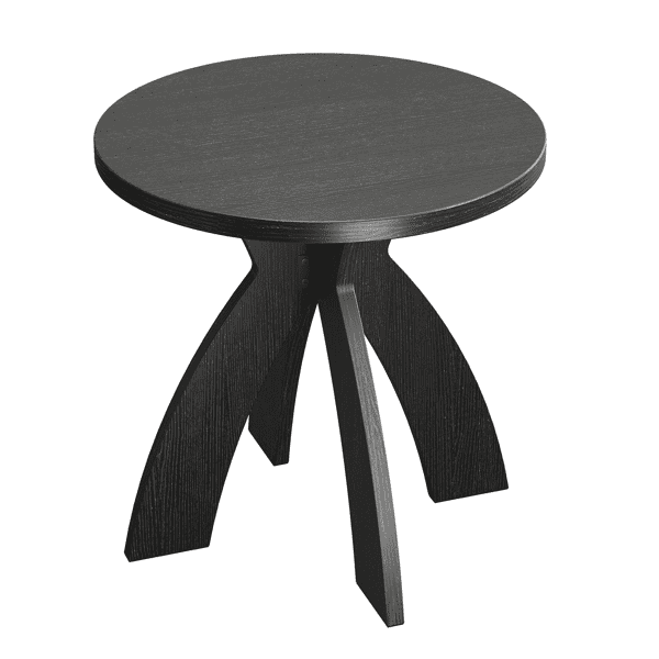 Round Side Table, 23.6 Inch Circular End Table with Curved Cross Legs, Melamine Laminated MDF Accent Table for Living Room, Bedroom, Balcony, Black