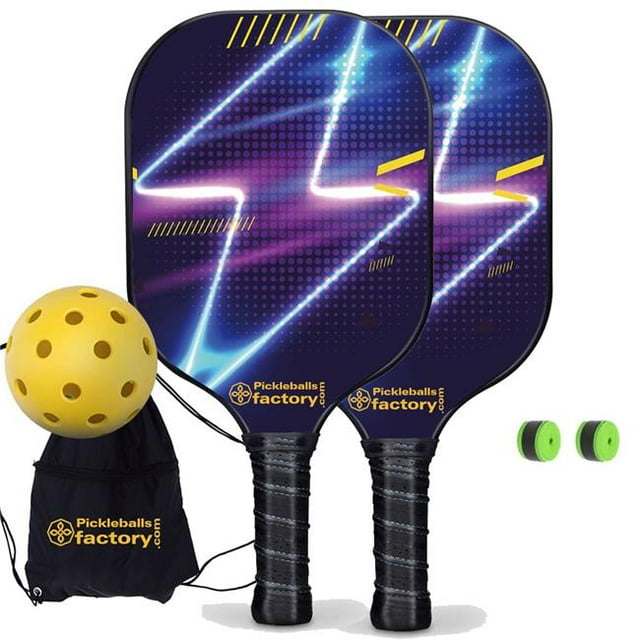 Pickleball Factory PB00022-6-G Pickleball Starter Set - Lightning Pickleball Paddles Near Me, Graphite Pickleball Set, Glassfiber Graphite