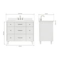 thumbnail image 2 of Ariel Monroe 42 Inch Single Rectangular Sink Bathroom Vanity With Carrara White Quartz Countertop 1.5 inch Edge In White, 2 of 7