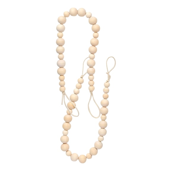 Eguiwyn 10pcs Natural Wood Bead Curtain Tie Backs, Farmhouse Boho Holdbacks for Drapes, Window Decor for Living Room Bedroom Office, Wooden Bead Curtain Tieback, Natural Color,55*2cm
