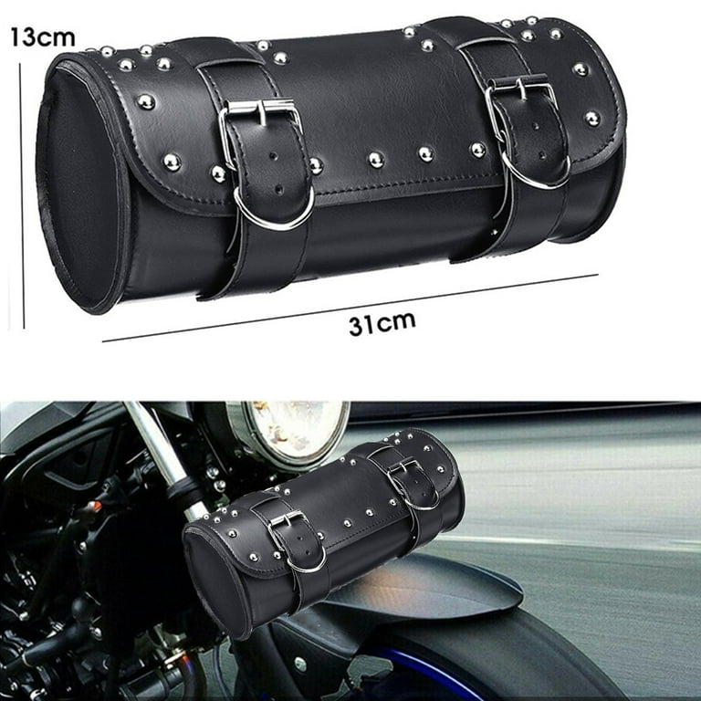 Set C  Per Honda Suzuki Harley Sportster XL 883 XL1200 Borsa Da Sella In Pelle Pu Nera Per Moto~p128675196