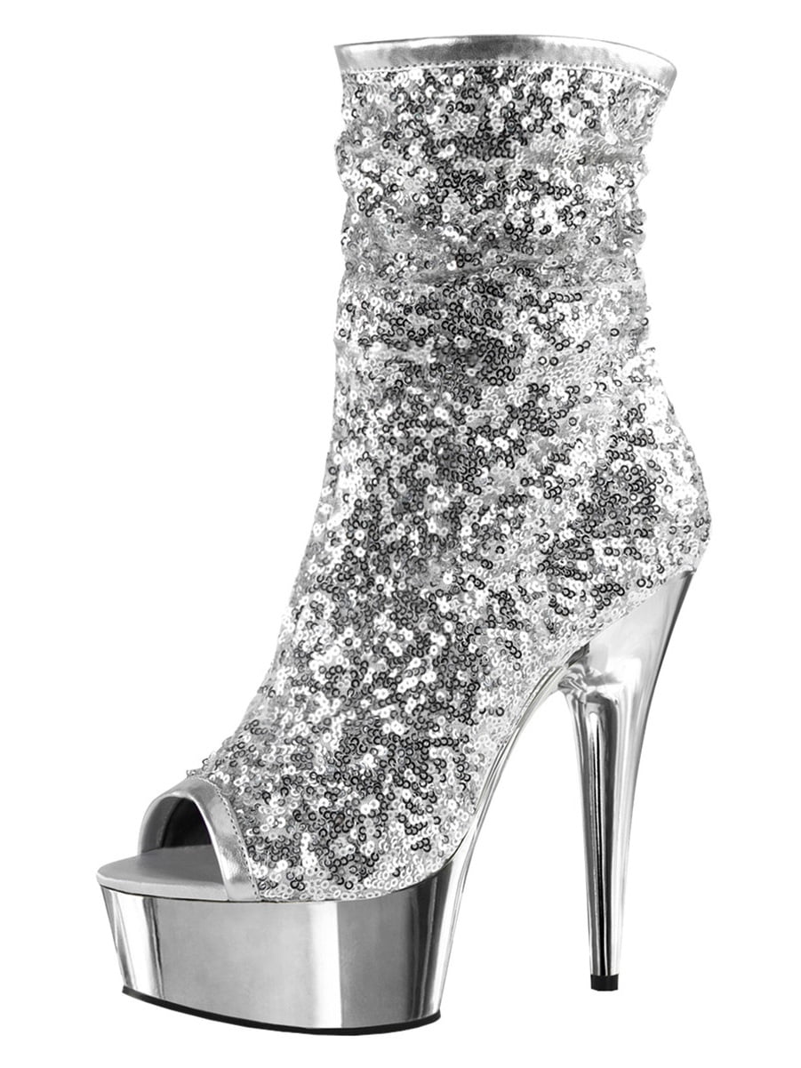 6 inch silver heels