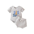 thumbnail image 2 of Aojekbee Baby Boys Shorts Set, Embroidery Baseball Short Sleeve Romper with Elastic Waist Shorts Summer Set 2-piece Outfit, 2 of 10
