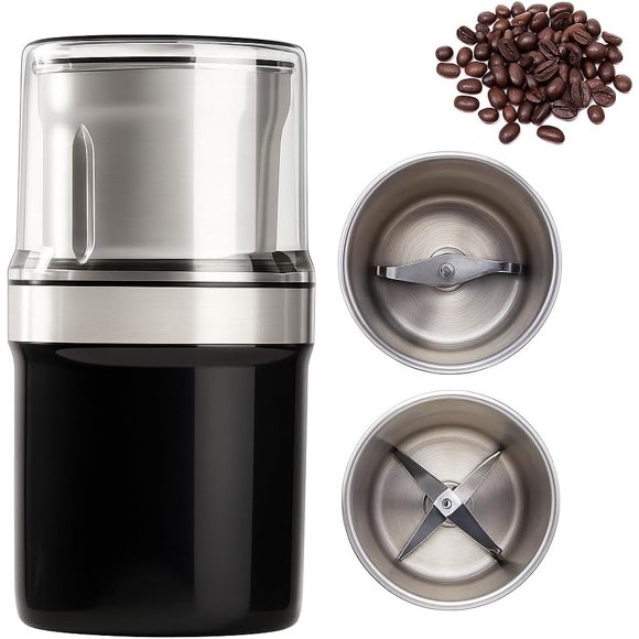 Voltix Electric Multi-Use Cup Grinder – Large Capacity Stainless Steel, Easy to Clean (US Plug,Double Cup)