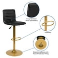 thumbnail image 5 of Flash Furniture Vincent Modern Black Vinyl Adjustable Bar Stool with Back, Counter Height Swivel Stool with Gold Pedestal Base, Set of 2, 5 of 14