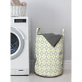 thumbnail image 3 of Grey and Yellow Laundry Bag, Tile Inspired Squares Rounds in Triangles Image, Hamper Basket with Handles Drawstring Closure for Laundromats, 13" x 19", Pale Yellow Pale Grey, by Ambesonne, 3 of 4