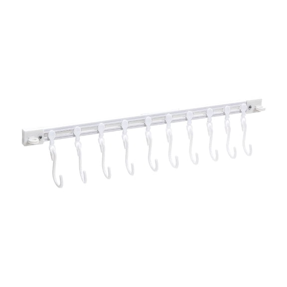 Kitchen Slide Rail Hook Organizer – Adjustable Wall-Mounted Hanging Rack for Utensils, Pots, Pans, Towels, Punch-Free Install, Heavy Duty Metal, Space Saving Storage Solution, 1 Hook Included
