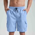 thumbnail image 2 of HCNTES Men's Walkshorts Fit Drawstring Summer Beach Shorts with Elastic Waist(Blue,XL), 2 of 9