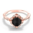 thumbnail image 3 of Gem Stone King 18K Rose Gold Plated Silver Black Onyx and Moissanite Solitaire Ring for Women (1.80 Cttw, Cushion Checkerboard Cut 7MM, Gemstone, Available in Size 5, 6, 7, 8, 9), 3 of 5