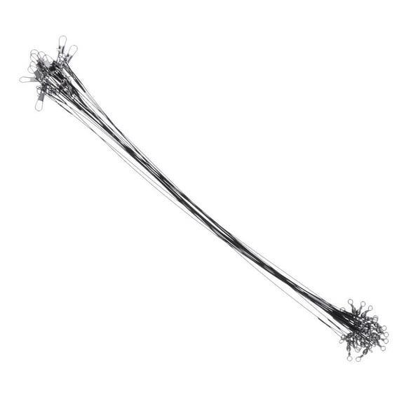 20Pcs Fishing Line Steel Wire Leader with Swivel Fishing Tackle 30cm - Black 20pcs Black