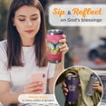 thumbnail image 5 of Christian Art Gifts Large Stainless Steel Double Wall Vacuum Insulated Butterfly Pink Travel Mug Tumbler for Women: Be Still Inspirational SCripture, BPA Free Multicolor Floral, Retractable Lid, 18 oz, 5 of 7