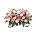 thumbnail image 2 of HomelyJoy Artificial Cemetery Flowers for Grave, 36 Rose Memorial Flower Saddle, Weather Resistant Headstone Decoration for Gravesites, White and Pink, 2 of 9
