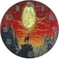 thumbnail image 5 of Mountain Full Moon Wolf Wall Clock Round Vintage Silent Non Ticking Battery Operated Accurate Arabic Numerals Design for Home Kitchen Living Room Bedroom 10 Inch Home Decor, 5 of 6