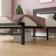 thumbnail image 3 of SESSLIFE Twin Bed Frame, Metal Platform Bed Frame with Wood Headboard, Underbed Storage Space, Noise Free, No Box Spring Needed, Bedroom Furniture,Black, 3 of 9