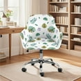 thumbnail image 2 of ZIATUBLES Monstera Areca Palm Print Curved Back Dining Chair Slipcover Stretchable Swivel Bar Stool Cover with Backs Removable Accent Vanity Desk Chair Protector Home Living Room Decor, 2 of 7