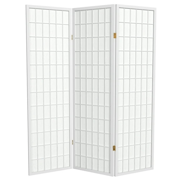 Red Lantern 5 ft. Tall Window Pane Shoji Screen - White - 3 Panels