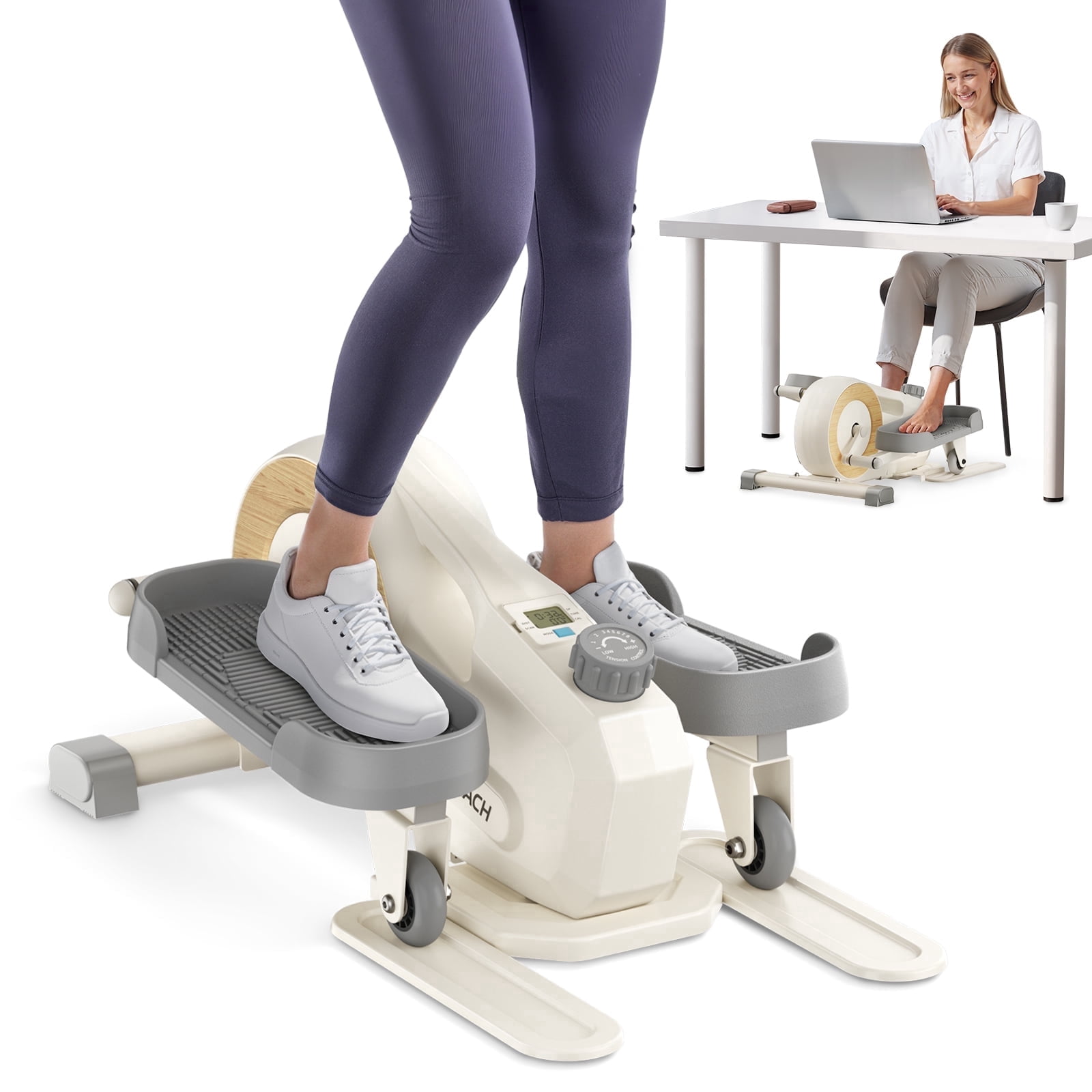 MERACH Under Desk Elliptical, Leg Exerciser While Sitting for Seniors with 8-Level Resistance, Quiet Portable 2-in-1 Seated & Standing Pedal Exerciser Equipment for Home Office