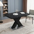 thumbnail image 6 of DreamBuck Modern Square Dining Table, Stretchable, Printed Black Marble Table Top + MDF X-Shape Table Leg with Metal Base, 6 of 7