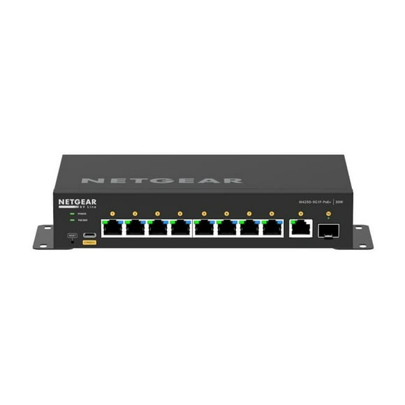 NETGEAR AV Line M4250-9G1F-PoE+ - Switch - L3 - Géré - 8 x 10/100/1000 (8 PoE+) + 1 x 10/100/1000 + 1 x Gigabit SFP - Flux d'Air Latéral - Montable en Rack - PoE+ (110 W)