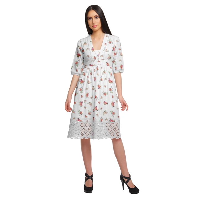 Moomaya Robe Imprimée Longueur Genou pour Femmes Grande Taille Vêtements Décontractés Tenue d'Été