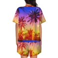 thumbnail image 3 of Picia Palm Trees at Sunset Pajamas Sets for Women Soft Short-Sleeved Pjs with Lounge Shorts Two Piece Sleepwear-Large, 3 of 9