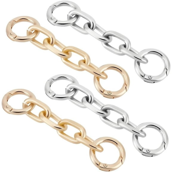 1 Box 4Pcs Metal Purse Chain Strap Extender 3.8" Long Alloy Gold Silver Shoulder Bag Strap Replacement Extension Chain Charms with Buckle