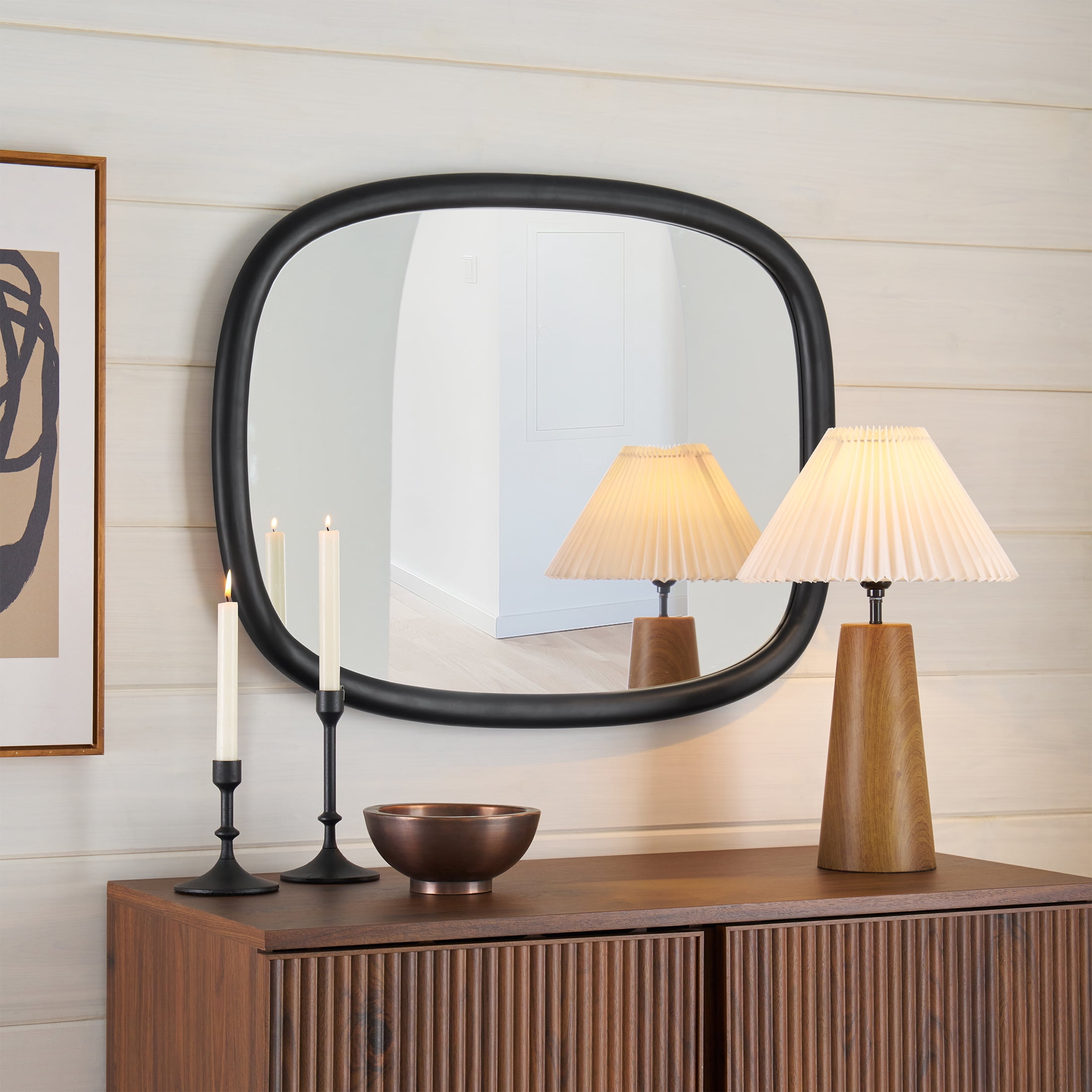 Better Homes & Gardens Soft Organic Wood Frame Wall Mirror, 24x30 Inch, Black