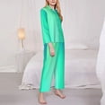 thumbnail image 3 of Haiem blue green colors Pattern Women’s Long-sleeve Sleepwear,Sleepwear Set,2-piece Loungewear Set,Soft PJs Comfy Nightwear with Pockets-Large, 3 of 7