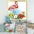 thumbnail image 3 of Designart 'Arrangement with Flamingo and Tropical Flowers' Traditional Framed Art Print, 3 of 4