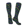 thumbnail image 4 of Daiia Sports Socks Mardi Gras Strings of Beads Printed Novelty Crew Socks for Men Women Knee High Socks Cotton Socks Soft & Breathable Support Unisex Socks, 4 of 9