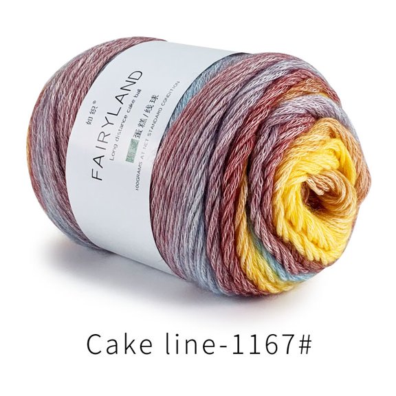 Ombre Yarn for Crocheting, Gradient Cake Yarn, 100g 60% Cotton 30% Acrylic 10% Wool Ombre Multicolor Soft Rainbow Cotton Crochet Yarn for Scarves, Shawls, Blankets and Garments