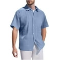 thumbnail image 2 of Donemore Men's Solid Color Fleece Short Sleeve Button-Down Collar Shirt Business Casual Comfortable Top Soft Breathable Design Simple Versatile Men's Wear, 2 of 5