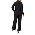 thumbnail image 2 of FIOPHY Womens Casual 2 Piece Outfits Pleated Wide Leg Pants and Long Sleeve Button Down Shirt Sets Lounge Streetwear Set, 2 of 8