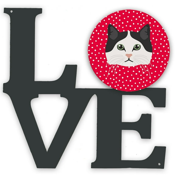 Ragamuffin Cat Love Metal Wall Artwork LOVE Red