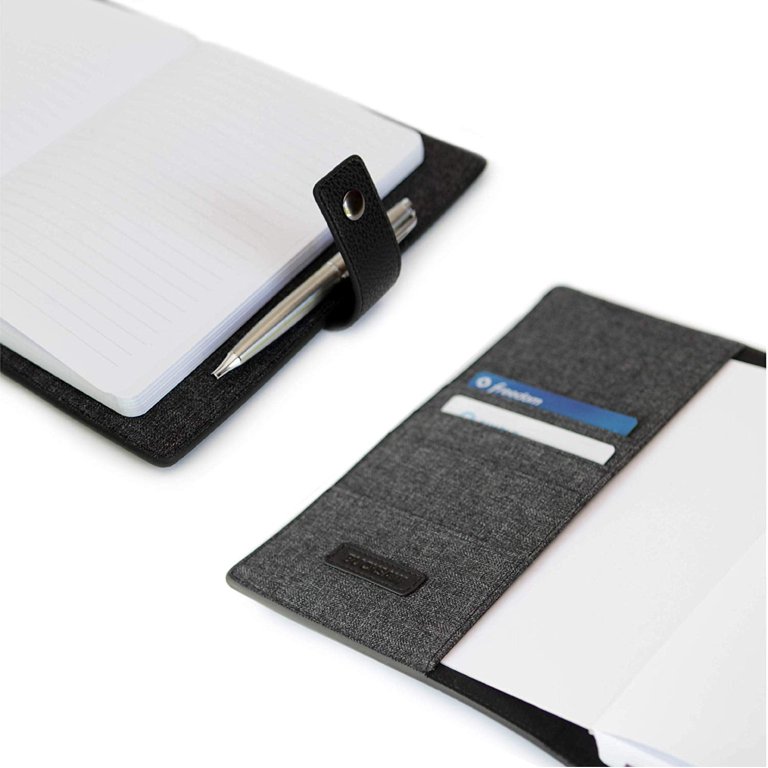 Black Full Grain Leather Refillable Journal Cover with A5 Notebook  Scratch-Proof by Case Elegance