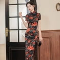 thumbnail image 1 of Vestido cheongsam de primavera y verano, vestido de satén para mujer, moda retro ajustada, disfraces de banquete, 1 of 6
