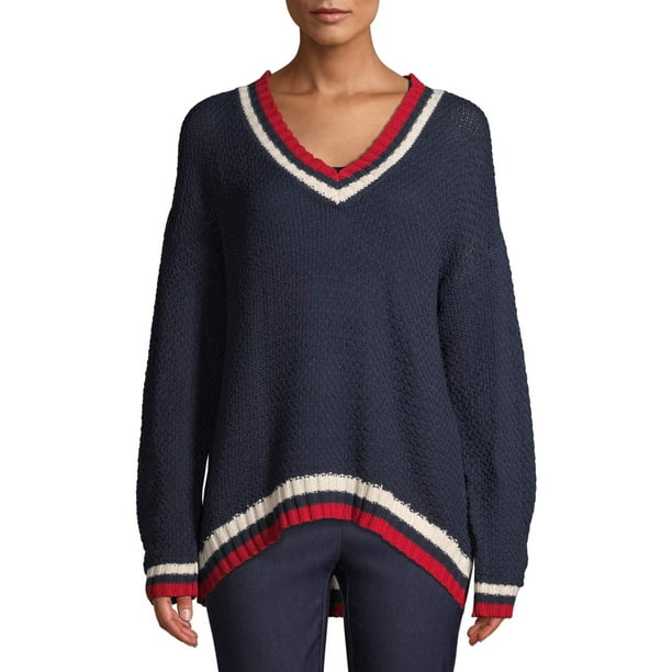 women's v neck varsity sweater
