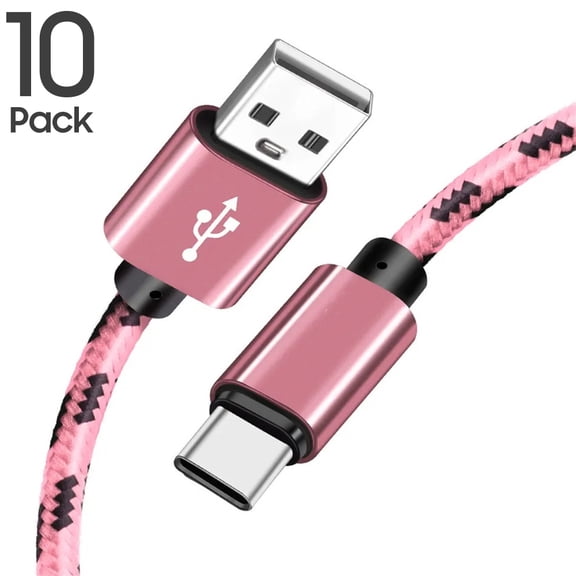 USB Type C Charger Cable 10-Pack Fast Charging USB-C 3.1 Data Transfer Cord Compatible With Samsung Galaxy S10 S9 S8 Plus Note 8 9, Pixel Phones, Nexus, OnePlus, LG, HTC