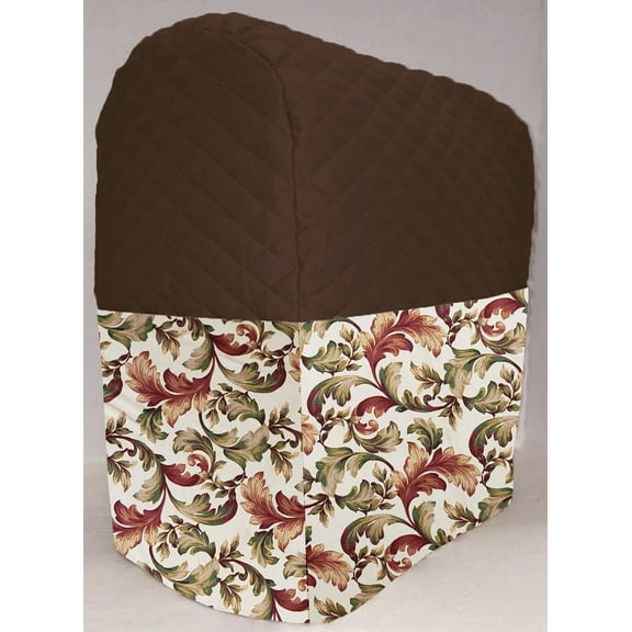 Quilted Autumn Fall Floral Leaves Cover Compatible with Kitchenaid Stand Mixer by Penny's Needful Things (Chocolate Brown, Artisan Mini 3.5-Qt Tilt-Head)