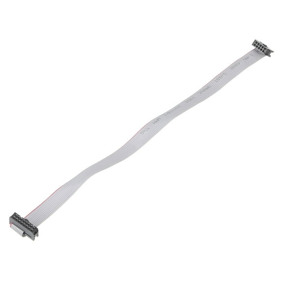 2.54mm Pitch IDC 10 to 16 Pins Dual Female Connector Motherboard Flat Ribbon Cable 30cm 11.8" Grey