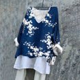 thumbnail image 2 of Busydd Womens Tops Fashion Vintage Floral Print Cotton Linen Shirts Long Sleeve Round Neck Summer Tops Loose Fit Plus Size Blouses Casual Comfort Tee Tops Classic Oversized Tops for Women,S-5XL, 2 of 7
