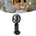 thumbnail image 3 of Portable Handheld Fan USB Rechargeable 5 Speeds Digital Display, Ajustable, Lightweight Mini Fan with Base, for Outdoor Indoor, 3 of 7