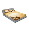 thumbnail image 2 of Ambesonne Vintage Fitted Sheet & Pillow Sham Set, Old Paper Effect Wheel, Full, Brown, 2 of 2
