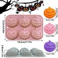 thumbnail image 2 of Halloween Silicone Baking Mold, 6 Cavity 3 Jack-o'-lantern Designs Pink, Halloween Themed 1 Piece Food Grade Mold, for Making Chocolate Cake Soap Candy Jelly for Halloween Party Baking, 2 of 8