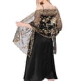 thumbnail image 4 of MYG Long Sparkly Sequin Sheer Tulle Lace Embroidery Shawl Wrap Scarf Evening Wedding, 4 of 9