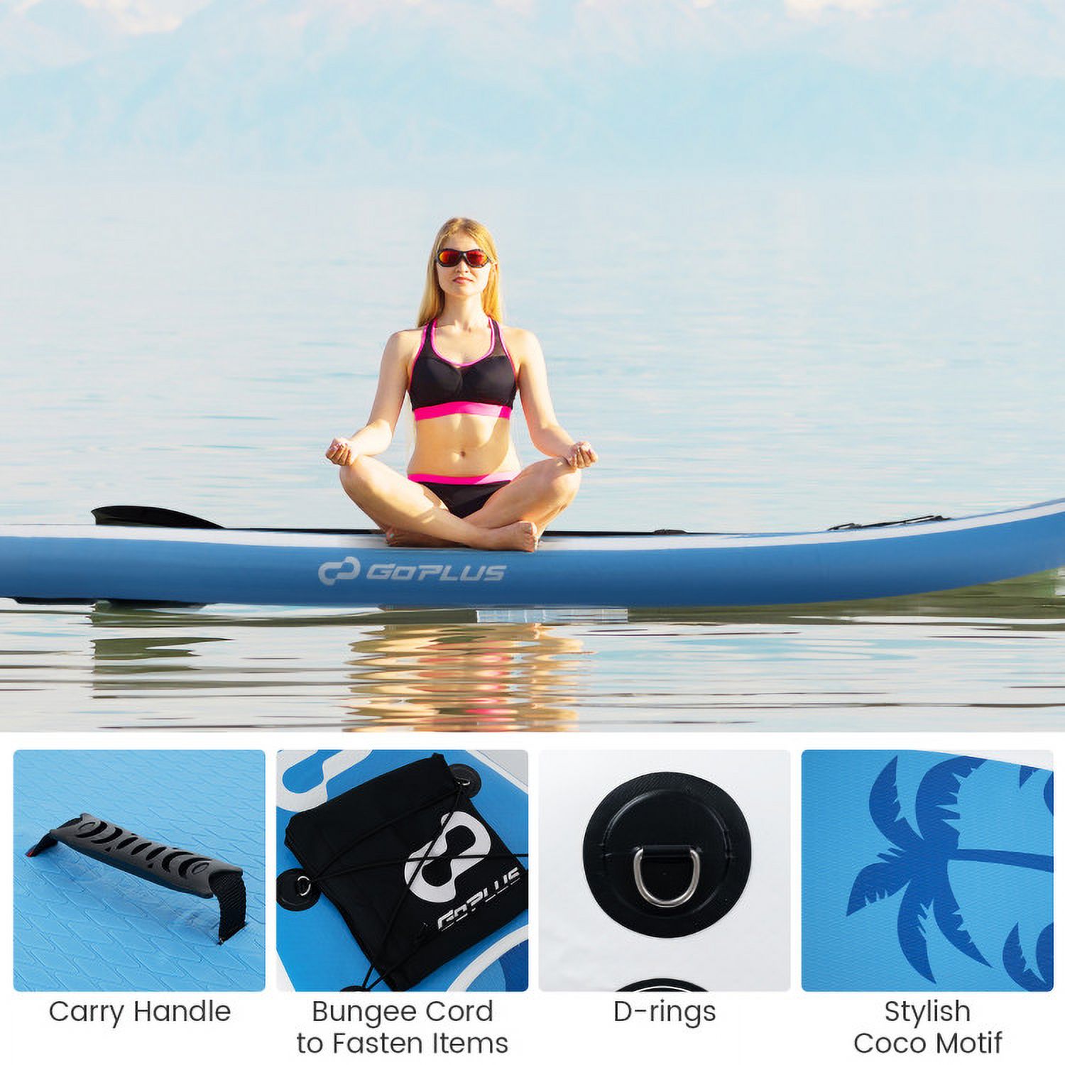 Spaco Inflatable Stand Up Paddle Board, Paddle Board with Premium SUP Accessories-L, Paddle Board with Convenient Inflatable Design for Outdoor, Blue